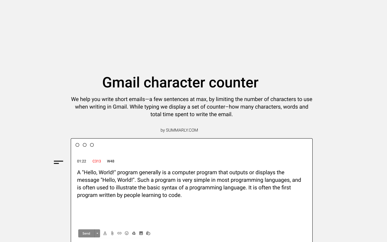 Gmail character counter Preview image 0