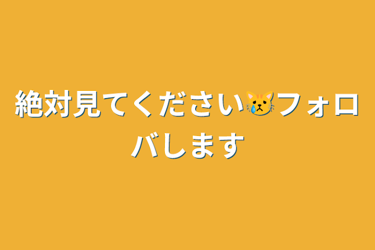 「絶対見てください😿フォロバします」のメインビジュアル