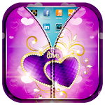 Purple Love Zipper Lock Screen Apk