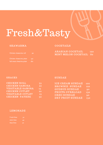 Fresh&Tasty bakery menu 