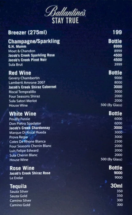 Synk Lounge Bar menu 