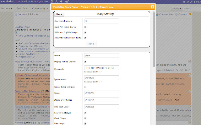 Fanfiction.net Story Parser chrome extension