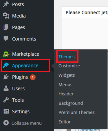 WordPress appearance > themes