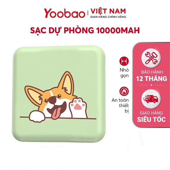 Sạc Dự Phòng Mini Dễ Thương 10000Mah Yoobao M4 Mini Sạc Đồng Thời 2 Cổng Hàng Phân Phối Chính Hãng