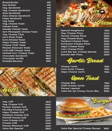 Juice Bar menu 