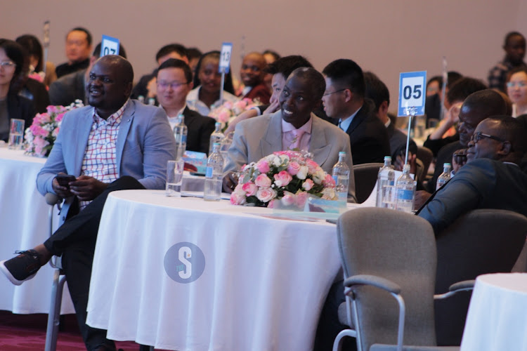 Radio Africa's Head of Content Paul Ilado (front left) during the Belt and Road: My China Story Speech Competition Final which was held at the Radisson Blu hotel in Nairobi on October 13, 2023.