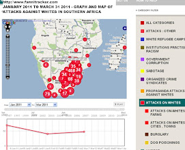 Photo: Boer-Afrikaner nation targetted by genocidal attacks from black-racists: graph shows a dramatic increase since the end of the WorldCup2010 football tournaments in South Africa...to an average 50 attacks a day.