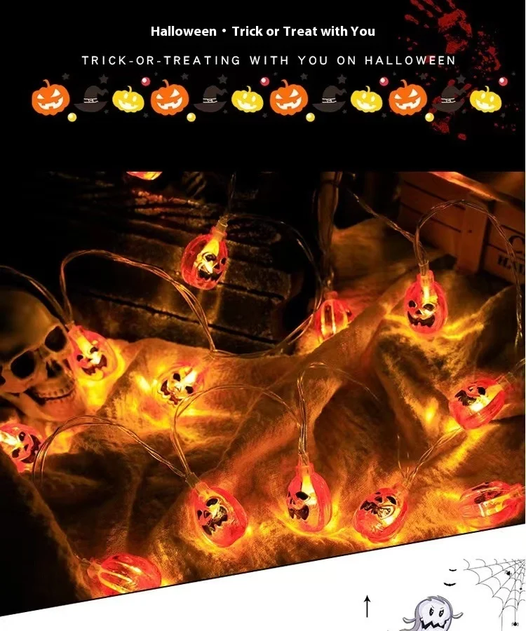 Title 2, Catena Luminosa LED Halloween con Lanterne a Zu...