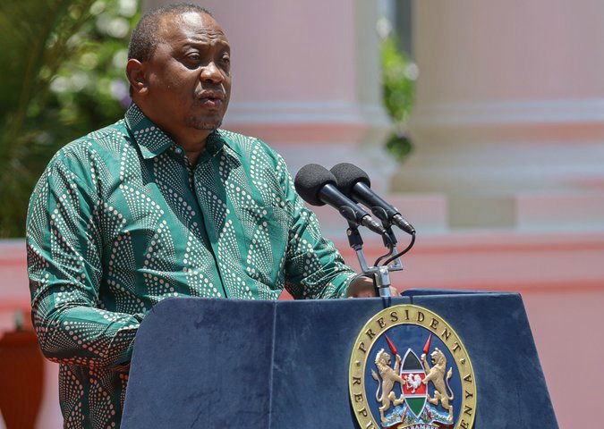 President Uhuru at State House during a past address to the nation.