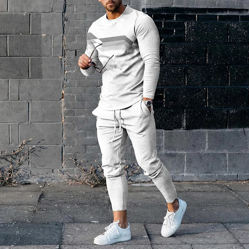 Title 13, Mens Round Neck Striped Sweatshirt Suit Comfor...