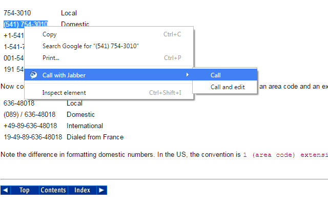 Call with Jabber Chrome Extension Image 2