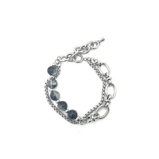 Title 2, Double Layer Chain Crack Bead Handmade Chain. E...