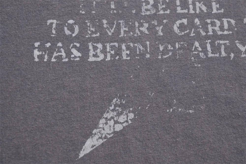 Title 3, T-shirt da uomo in cotone con lettere lavate, m...