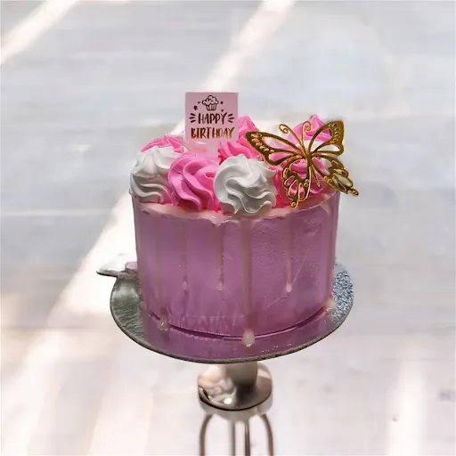 Pink Cake With Golden Butterfly [250 Grams]