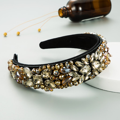 Title 4, Hand-Stitched Fabric Headband Inlaid With Glass...