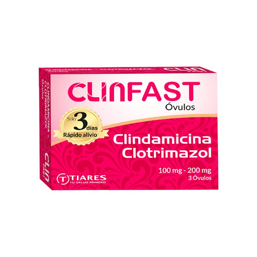 Clindamicina + Clotrimazol 100mg-200mg Clinfast x 3 Ovulos Vaginales Tiares  