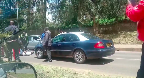 A police officer driving on the wrong side of the road hit a pedestrian along Kipande Road on April 20,2023.