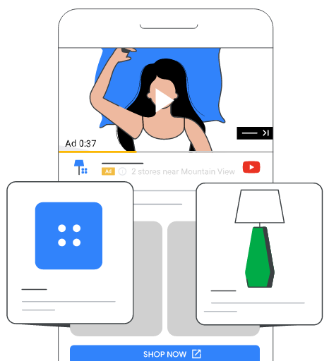 Annonce Local Services désactivable diffusée sur YouTube, incluant les articles proposés