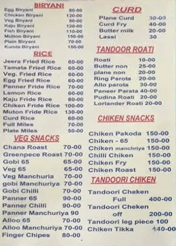 Origin Of Kerala menu 