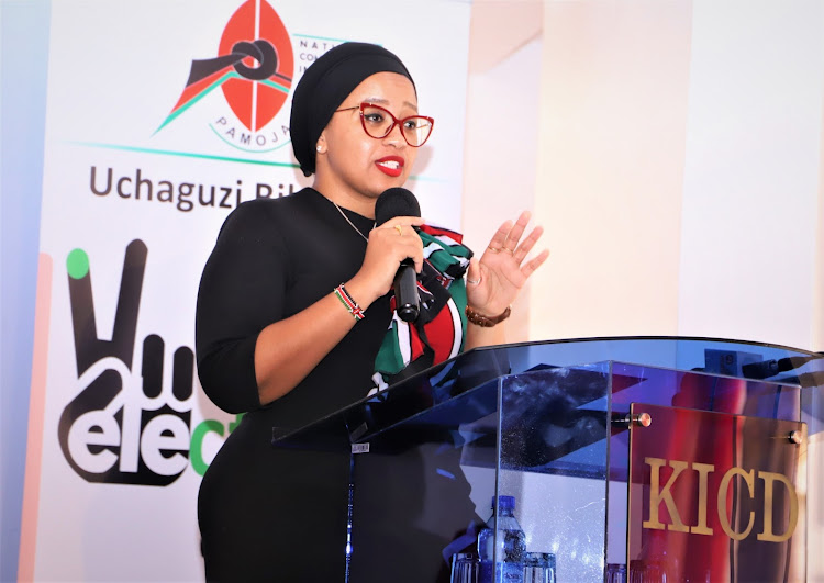 CAS Nadia Ahmed speaking during the inter-generational dialogue at KICD Nairobi.