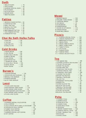 New Sunrise menu 