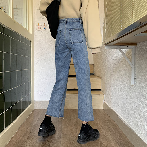 Title 9, New Spring Korean High-Waist Loose Straight-Leg...