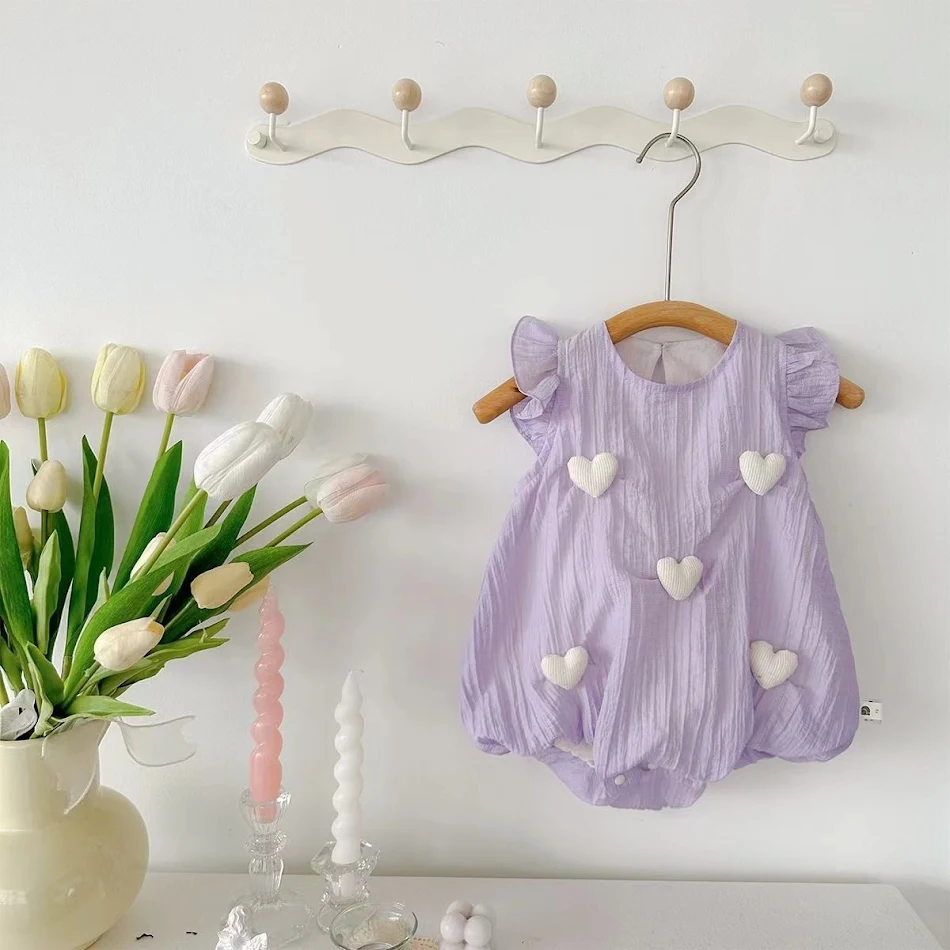 Infant Rompers with Flounced Sleeves Triangle Rompers Perfect for Summer Lightweight and Cute Baby Clothes Comfortable a
