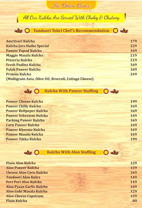 Kulcha Jara Hatke menu 