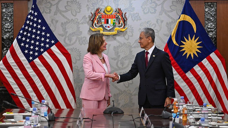 These is no confirmation yet that Mrs Pelosi - seen here in Malaysia with her counterpart Azhar Azizan Harun - will visit Taiwan