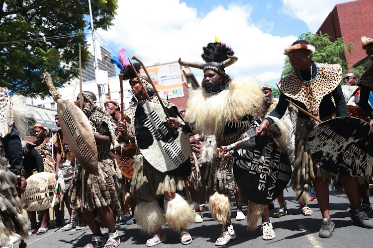 The amabutho at the Pretoria High Court to support Zulu King Misizulu kaZwelithini of the civil trial where his half-brother Prince Simakade Zulu is contesting he's the rightful heir of the throne.