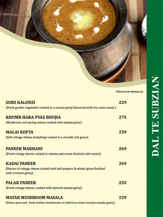 Pind Balluchi menu 