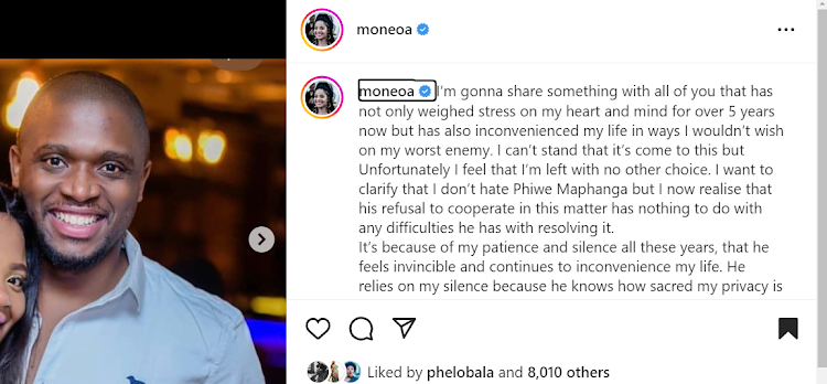 Moneoa opened two cases against her ex