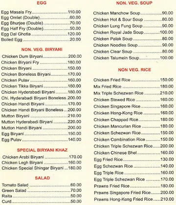 Hotel Shingar menu 