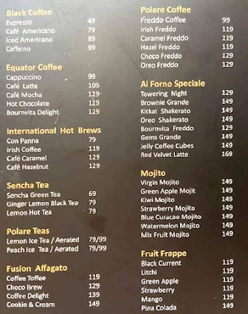 Cafe Da Al Forno menu 