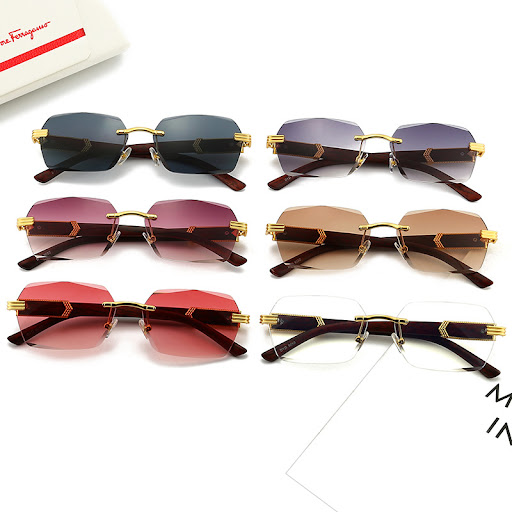 Title 5, Mens Clear Rimless Sunglasses With Diamond Cut...