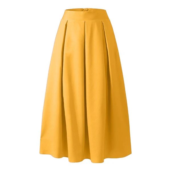 Jupe plissée taille haute couleur unie. Élégante et confortable, elle est parfaite pour un look féminin et polyvalent, adaptée à toutes les occasions.
