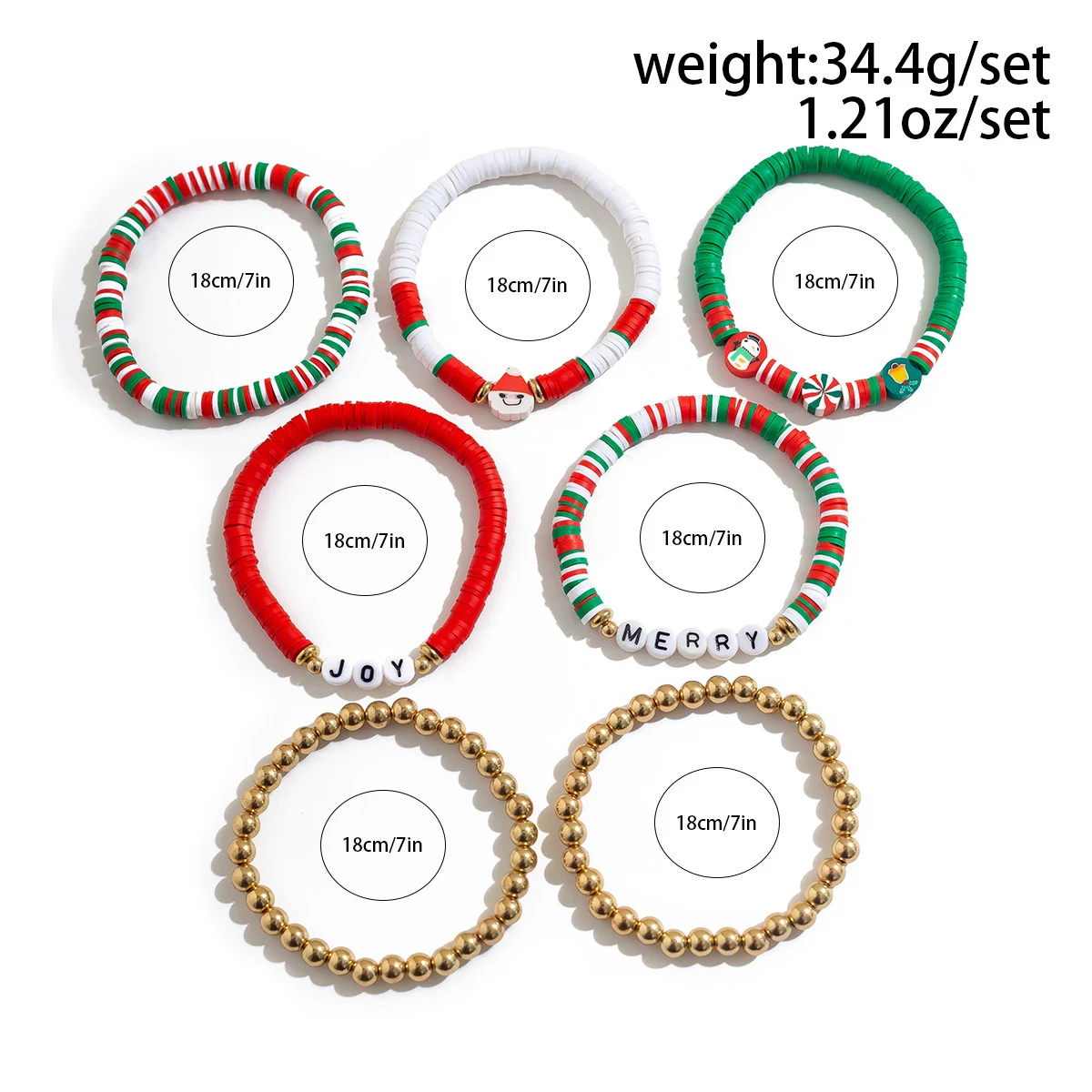Title 4, Kerstmis polymeerklei armband set, kleurrijk vo...