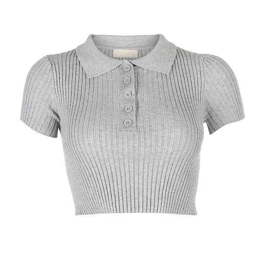 Title 11, Korean Style Lapel Slim Slimming Cropped Top