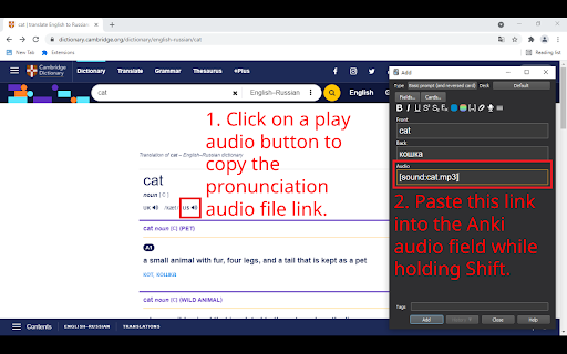 Pronunciation Audio Url Copier for Anki