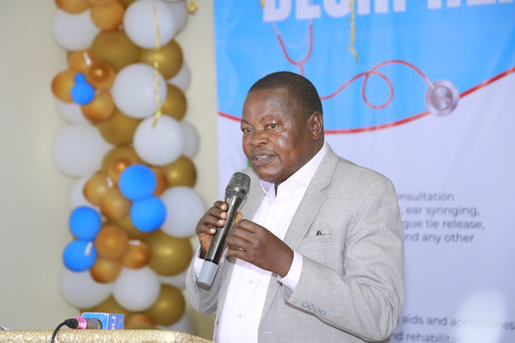 The Kenya Union of Post Primary Education Teachers (KUPPET)SG Akello Misori during the official launch of Dechi Hearing Centre in Upper Hill on February 29, 2024