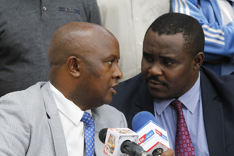 ANC nominated MP Godfrey Osotsi accompanied by Kakamega senator Cleophas Malala during a past press conference.