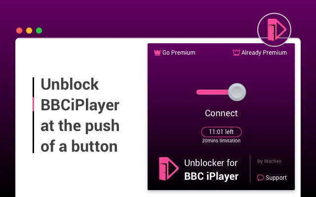 Unblocker for BBC iPlayer chrome extension