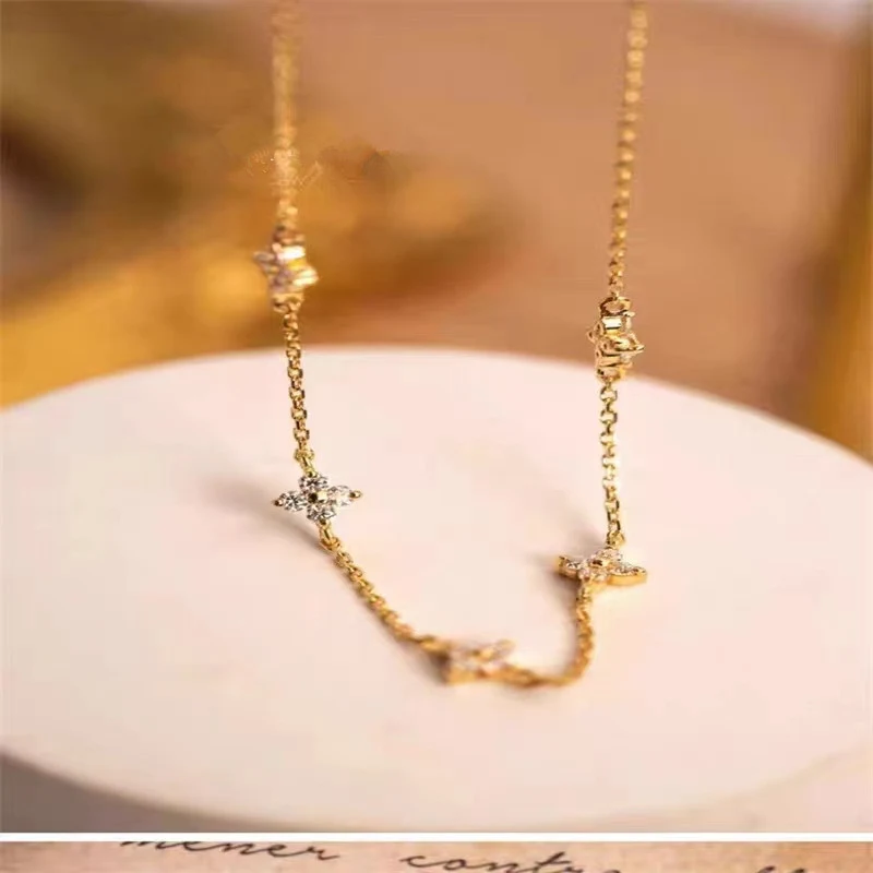 Collier de clavicule étoilé de luxe léger en plaqué or 18 carats S925, élégance étoilée haut de gamme, parfait pour une touche d'éclat.