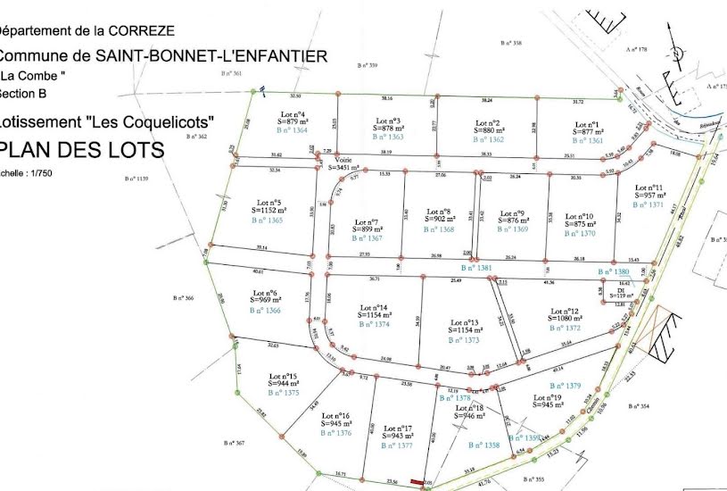  Vente Terrain à bâtir - 899m² à Saint-Bonnet-l'Enfantier (19410) 