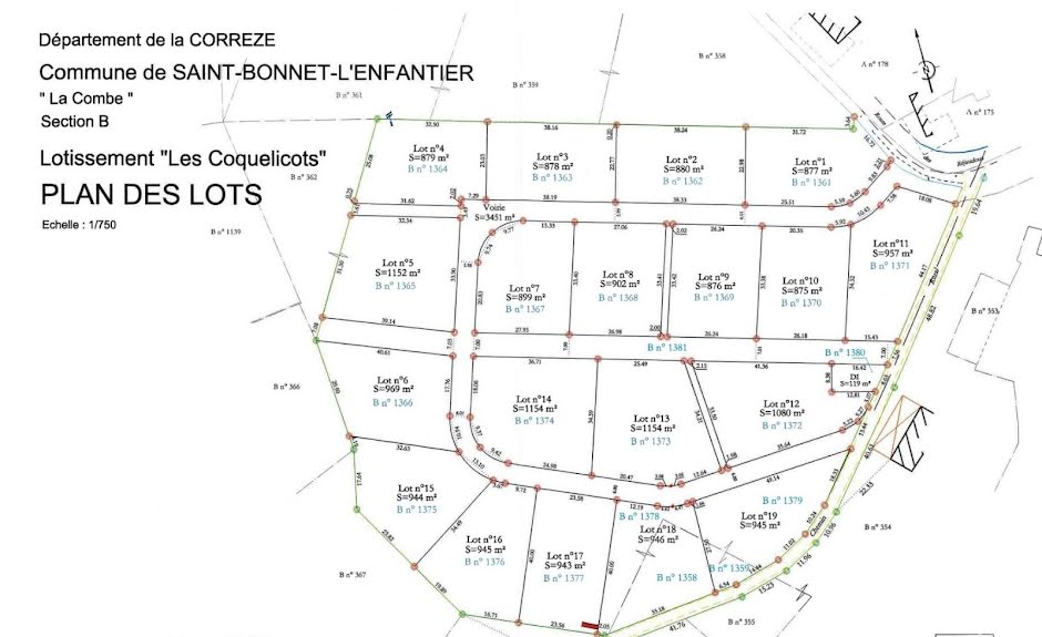 Vente terrain  899 m² à Saint-Bonnet-l'Enfantier (19410), 21 800 €