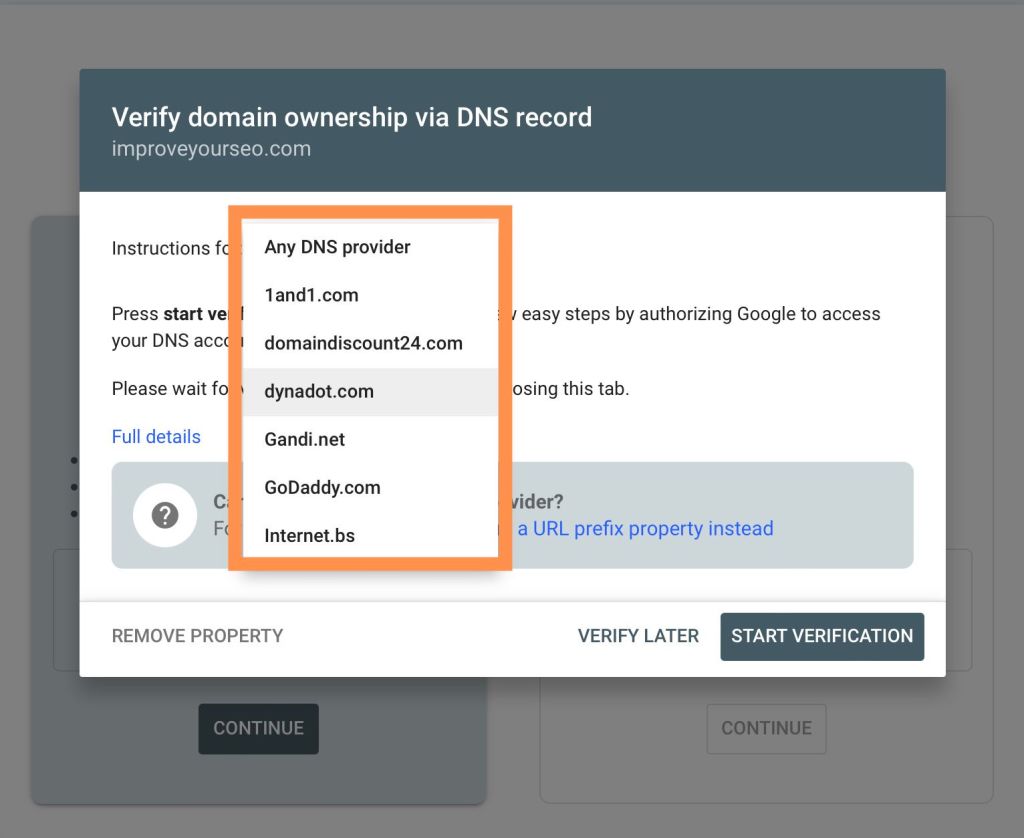 verifying via domain ownership