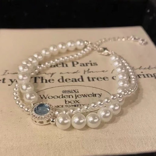 Title 3, Aquamarine Pearl Necklace for Women Special-int...
