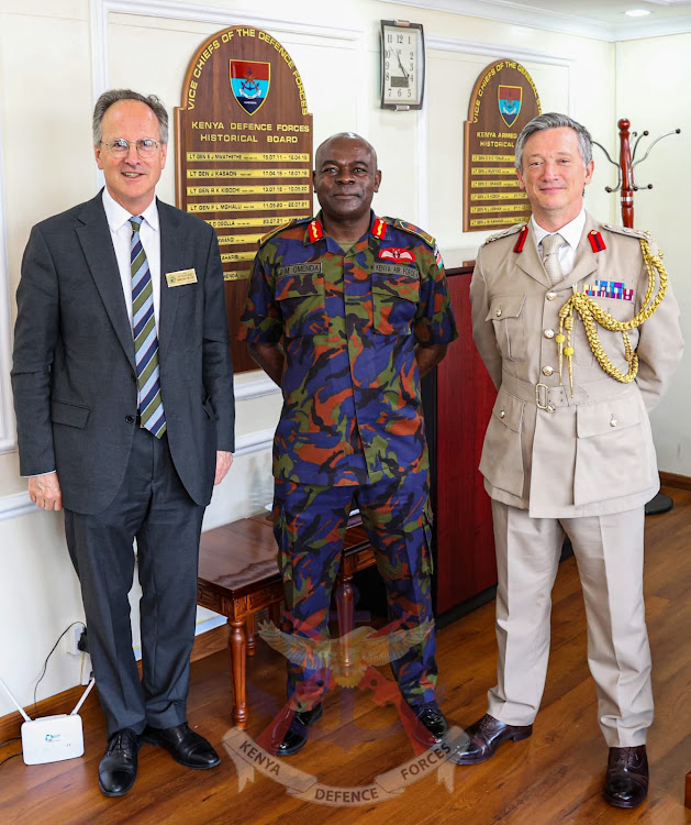 Vice Chief of Defence Forces Lieutenant General John Omenda (centre) on May 21, 2024.