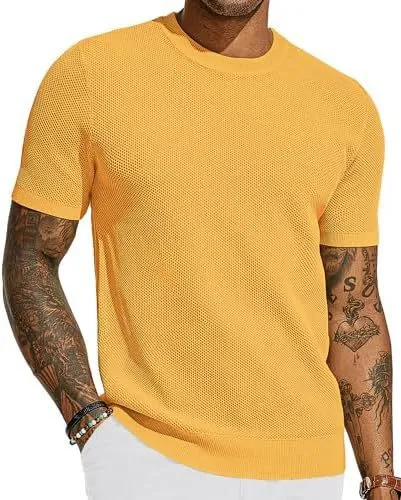 Heren T-shirt met korte mouwen, gebreid Comfortabel, ademend en veelzijdig. Ideaal voor dagelijks gebruik, vrije tijd en warme dagen.