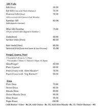 Idli Bhavan menu 1